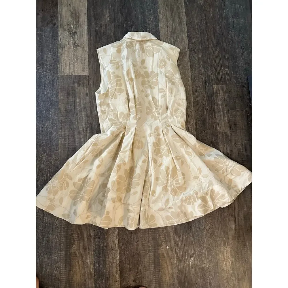 Alex Marie Women's Sand Tinsley Cotton Cap Sleeve Button Down Dress Size 10 - Picture 5 of 5